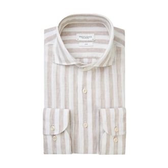 Profuomo X-Cutaway Overhemd Beige - Heren - Casual Overhemden - Veelkleurig - 3XL - Linnen - Overhemden