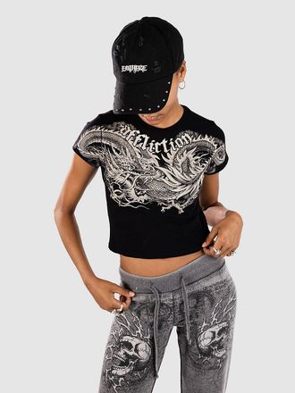 Affliction Flaming Dragon Crop Baby T-Shirt schwarz