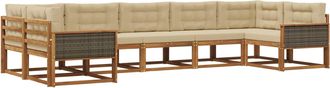 vidaXL Conjunto De Sof&aacute;s De Exterior 7 Uds. Natural Y Beige Vidaxl