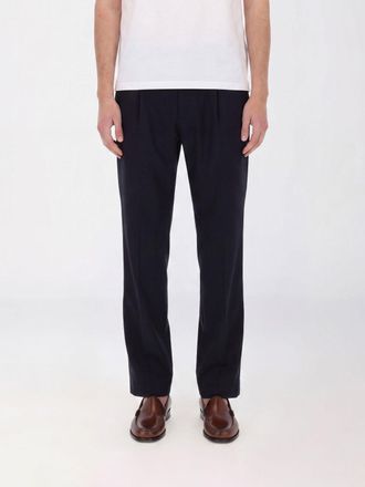 Herno Slim Fit Pleated Wool Blend Trousers with Welt Pockets