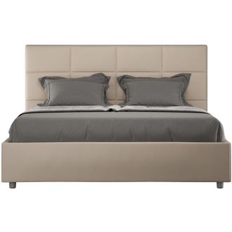 Les Tendances Cama Doble Contenedor 160x200 Dormitorio Moderno Mika M1 Color: Beige - Versi&oacute;n: Con Caja De Almacenaje