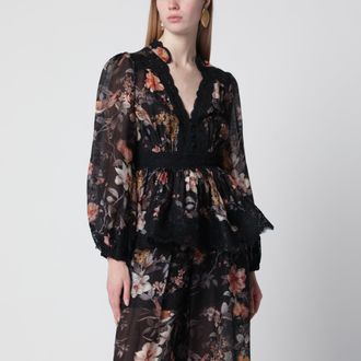 Zimmermann Black Carousel peplum lace blouse