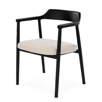 Woodek Silla de roble macizo negro y tela beige