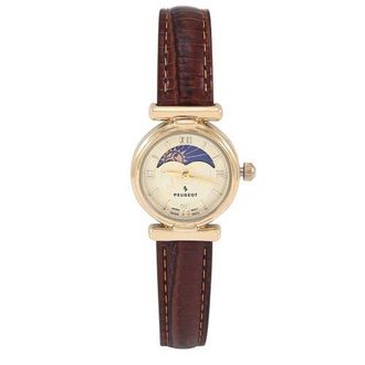 Peugeot Petite Sun Moon Glossy Leather Watch- 25MM in Champagne at Nordstrom