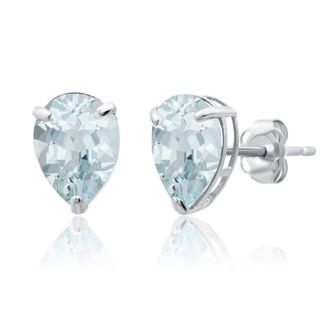 MAX + STONE 14k Yellow or White Gold Teardrop 8mm Gemstone Pear Shape Stud Earrings