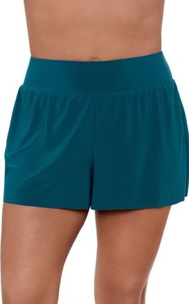 Aqua Green Beach Short High Waist Swimsuit Bottom in Lagoon at Nordstrom, Size X-Large