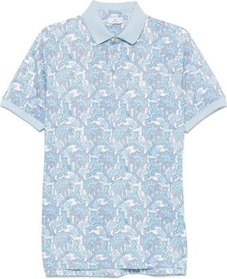 Etro Blauwe Bloemen Paisley Polo Shirt - Heren - Polos - Blauw - XL - Katoen - Tops