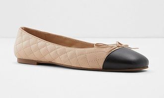 Aldo Braylynn Ballet Flats WomensBeige Bow Detail Square Toe Slip On HTAT1308