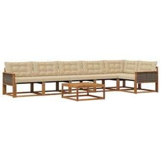 vidaXL Conjunto De Sof&aacute;s De Exterior Con Coj&iacute;n 7 Pcs Natural Y Beige Vidaxl