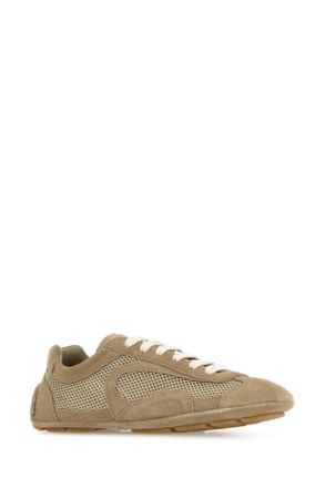 Prada Womens Beige Suede And Mesh Montecarlo Sneakers Deserto