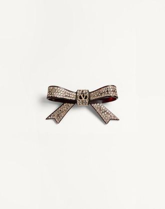 Valentino Garavani Vlogo Signature Hair Clip In Resin, Metal And Crystals Wo