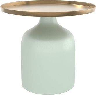 Rendez-Vous D&eacute;co Mesa Auxiliar Redonda De Metal Verde Agua Y Lat&oacute;n D44,5 Cm - Lyne