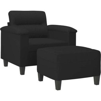 vidaXL Vidaxl - Sill&oacute;n Con Taburete Tela De Microfibra Negro 60 Cm