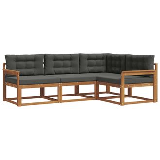 vidaXL Conjunto De Sof&aacute;s De Exterior 4 Pcs Natural Y Antracita Vidaxl