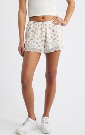 Boys Lie Sunshine & Bows Lace Trim Shorts in Flower Print at Nordstrom, Size X-Small