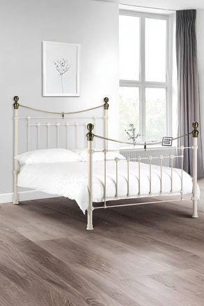 Julian Bowen Victoria Metal Bed in Off-White | Size: King