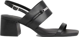 Calvin Klein Sandalen met hoge hakken - Dames - Sandalen met hakken - Zwart - 38 EU - Leer - Schoenen