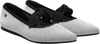 Vivaia Pointed-Toe Bow Flats in Metallic Diamond Black at Nordstrom, Size 10