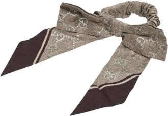 Gucci Pre-owned GG Logo Silk Scrunchie - - Pre-owned - Donna - Beige - ONE SIZE