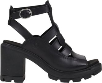 Timberland Zwarte leren gespsandaal - Dames - Sandalen met hakken - Zwart - 39 EU - Schoenen