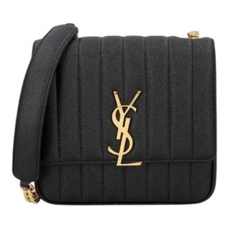Saint Laurent Pre-owned Vicky Schoudertas - Dames - Pre-owned - Zwart - Maat: ONE Size Leer