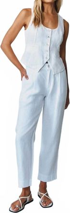 Bella Dahl Luxe Linen Pleated Wide Leg Ankle Pant In White