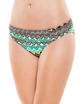La Blanca Chevron Shirred Band Hipster Swim Bottom In Emerald Sahara