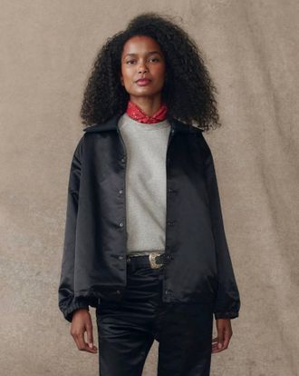 The Great. The Satin Coachs Jacket In Navy
