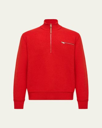 Moncler Mens Wool/Cashmere Knit Half-Zip Sweater