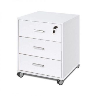 OEM C&oacute;moda De Oficina De Tres Cajones Con Ruedas Blanco Ceniza 50x41x H70 Cm