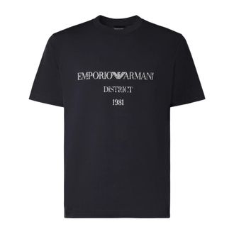 Emporio Armani Katoenen T-shirt met logo - Heren - Tops - Blauw - Maat: XL Katoen
