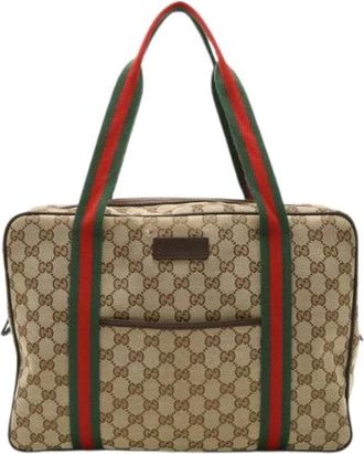 Gucci Pre-owned Handbags, female, Beige, Size: ONE SIZE Pre-owned Canvas Handbag