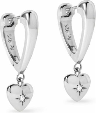 Astley Clarke Gold Biography Heart Hoop Drop Earrings in Silver at Nordstrom