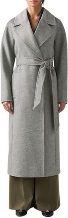 L.k. Bennett Francine Belted Longline Merino Wool Coat in Grey at Nordstrom Rack, Size 12 Us / 16 Uk