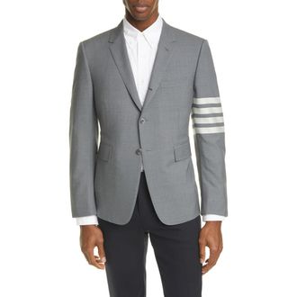 Thom Browne 4 Bar M&eacute;lange Wool Sport Coat in Med Grey at Nordstrom, Size 3