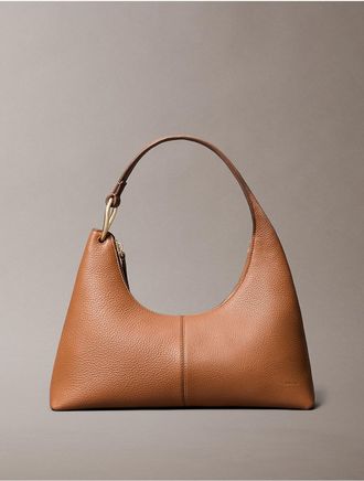 Calvin Klein Womens Slouchy Leather Shoulder Bag - Medium Brown