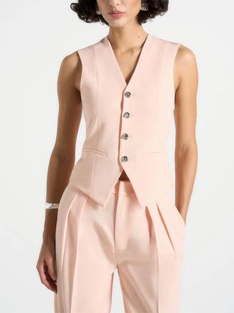 Mani&egrave;re De Voir Christine Structured Cinch Waistcoat in Peach at Nordstrom, Size 12