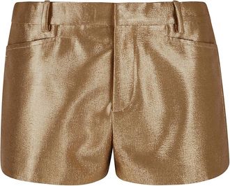 Tom Ford Compact Lurex Wollen Shorts - Dames - Bermuda - Geel - S - Wol - Korte Broeken