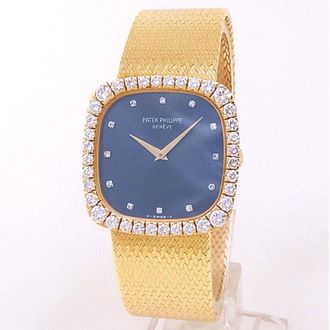Patek Philippe Pre-owned Patek Philippe Vintage Hand Wind Diamond Blue Dial Ladies Watch 3616/2