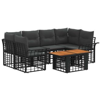 vidaXL Set Divano Da Giardino 7 Pz Nero E Grigio Scuro Polyrattan Vidaxl