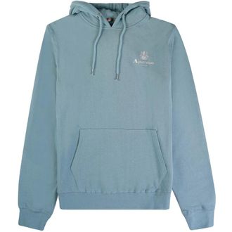 Aquascutum Mens Active Small Logo Blue Hoodie Cotton - Size Small