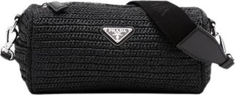 Prada Pre-owned Raffia Crossbody Bag - Dames - Vintage Schoudertas - Zwart - ONE Size - Vintage