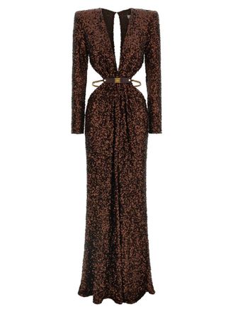 Elisabetta Franchi Brown Red Carpet dress