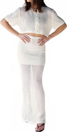Mimosa Dream Vacation Crochet Top & Maxi Skirt Set In White