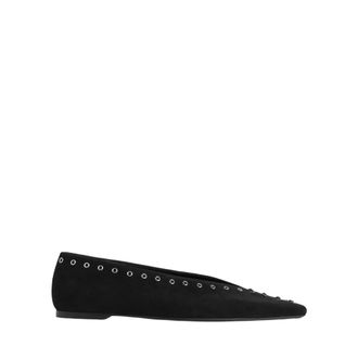 Toteme Schoenen, Dames, Zwart, 38 EU, Su&egrave;de, Zwarte Su&egrave;de Veterschoenen Ballerina