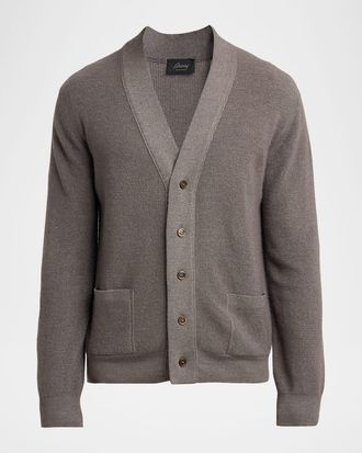 Brioni Men & apos;s Wool, Cashmere and Silk 18GG Knit Cardigan
