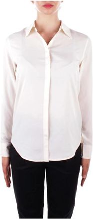 Ralph Lauren Kristy Shirt met Gebogen Zoom - Dames - T-shirts - Beige - L - Polyester - Tops