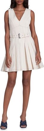Avec Les Filles Seamed Sleeveless Pleated Stretch Cotton Minidress in Seeded Ecru at Nordstrom, Size 10