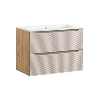 Petits Meubles Mueble lavabo encastrado estratificado Beige marr&oacute;n