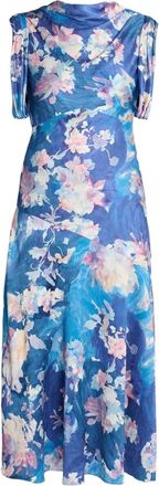 Erdem floral-print midi dress - women - Viscose/Acetate/Silk - 14 - Blue